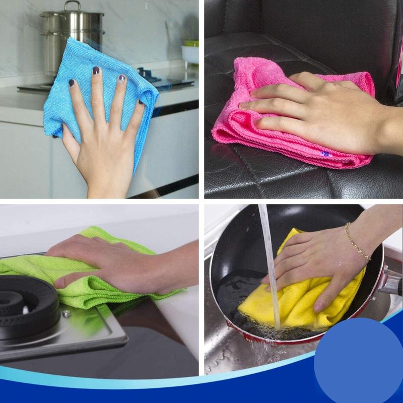 Lifeideas Microfiber Cotton Dishcloth Set, 8/12 PCS for Quick-Drying, Highly Absorbent Cleaning - Reusable Kitchen Essentials (4 Colors, 30×30CM) 5