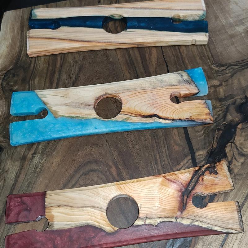 Handmade Oak Wine Cadys with Red Wine Coloured Resin - Kitchen Utensils 1