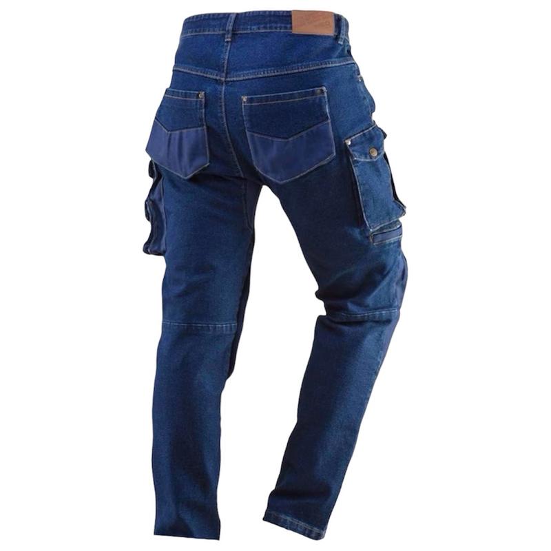 Mens Slim Fit Stretch Heavy Duty Work Jeans With Knee Pad Pockets Denim Multi Pockets Combat Cargo Trousers 3