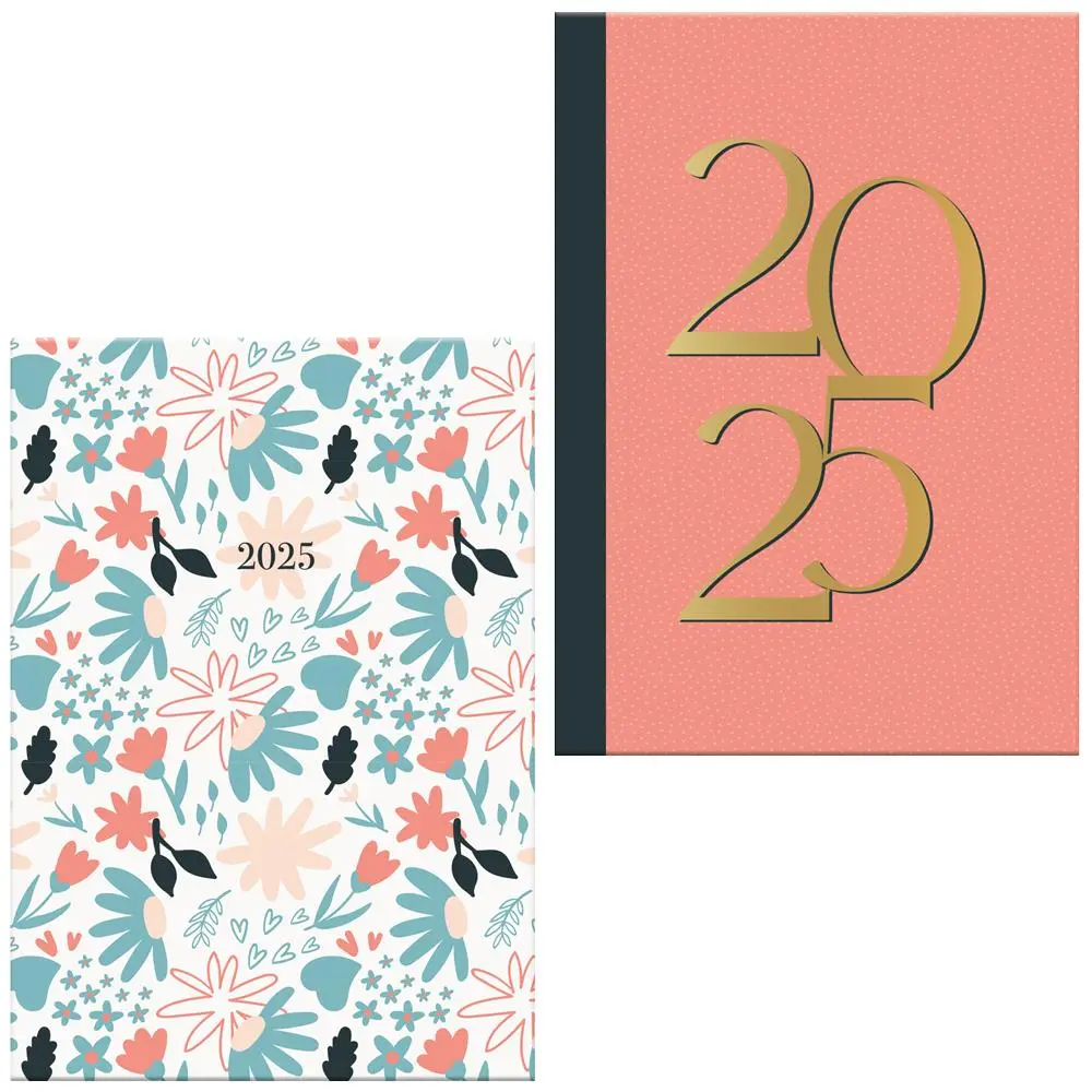 2025 A5 Week to View Soft Kraft Blossom Cover Diary Year Case bound Planner Organizer