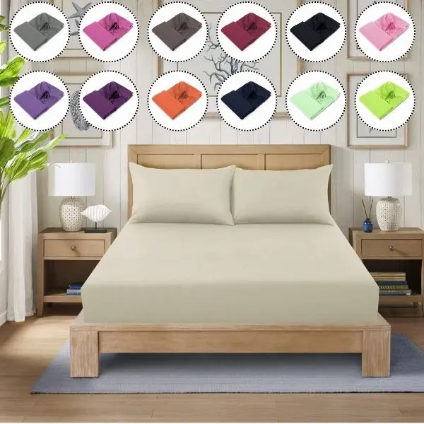 SAFFA LONDON Luxury Polycotton 25cm Deep Fitted Sheet – Wrinkle-Free & Super Soft Just a Smooth, Luxurious Sleep Every Night