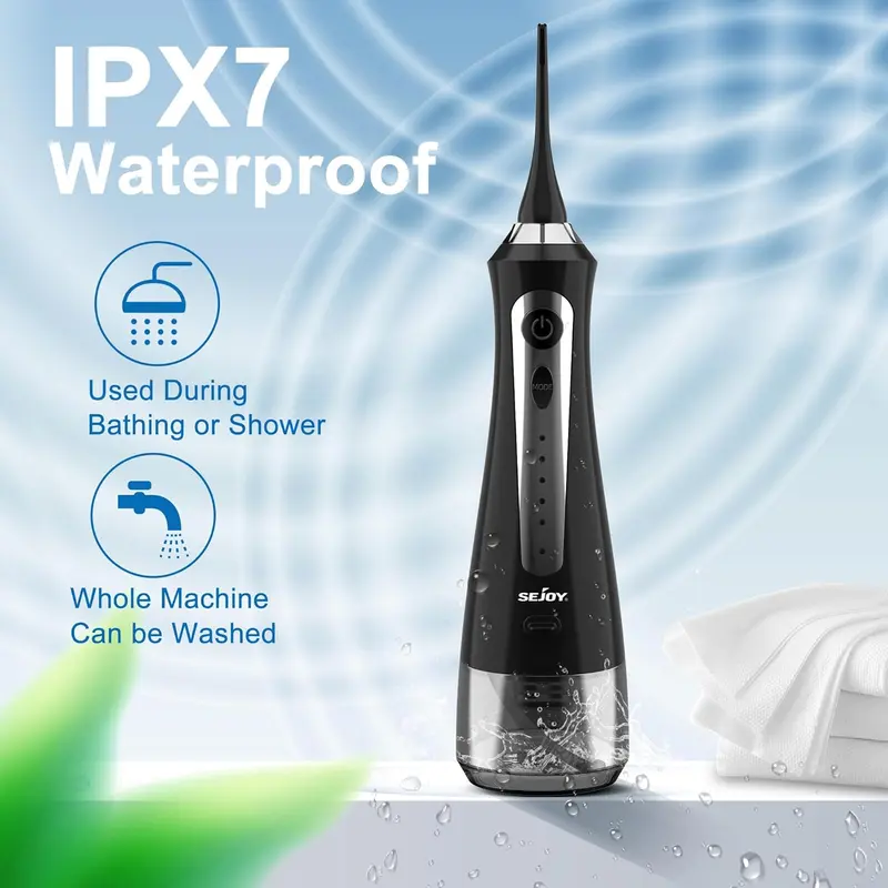 Water Flosser Cordless with 230ml Water Pick and 8 Jet Tips for Dental Oral Cleaning Handy Plug 2