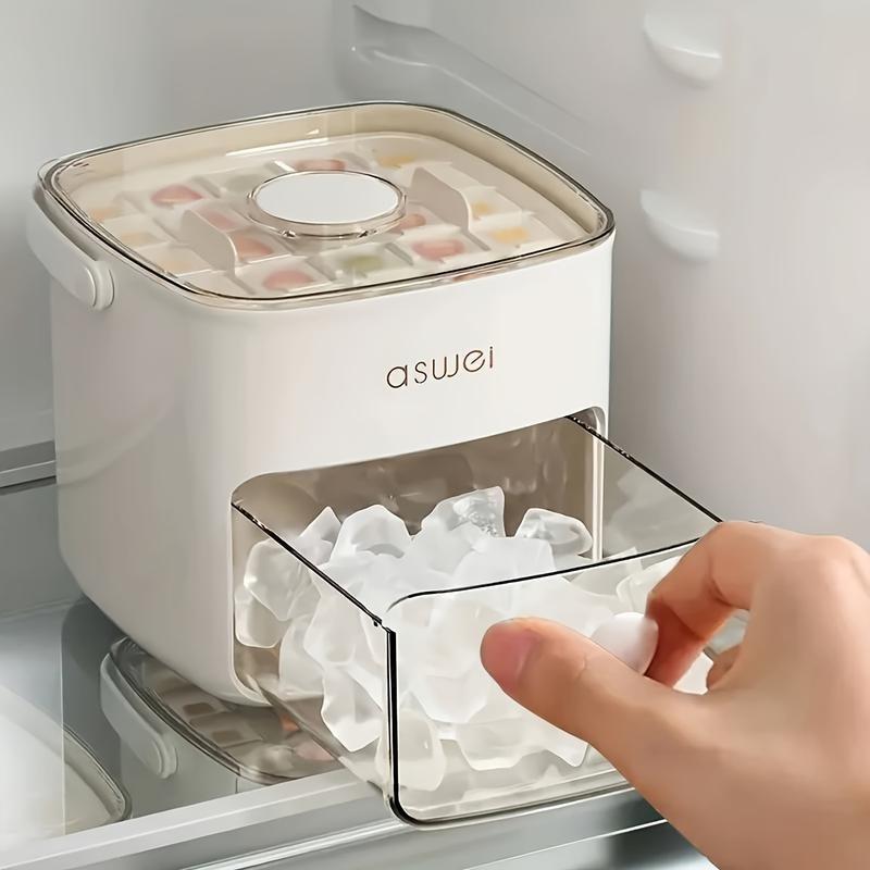 48-Cube Ice Maker with Easy-Press Lid - Large Capacity, Double-Layer Design, Food-Grade Plastic Tray, Freezer-Safe - Ideal for Whiskey & Cocktails, Essential Kitchen Gadget 1