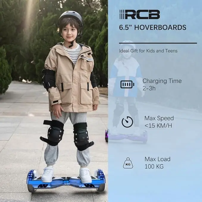 Hoverboards for Kids and Adults 6.5 inch, Hoverboards with Bluetooth - Speaker - Colorful LED Lights, Hover Board Gift for Kids and Teenager 4