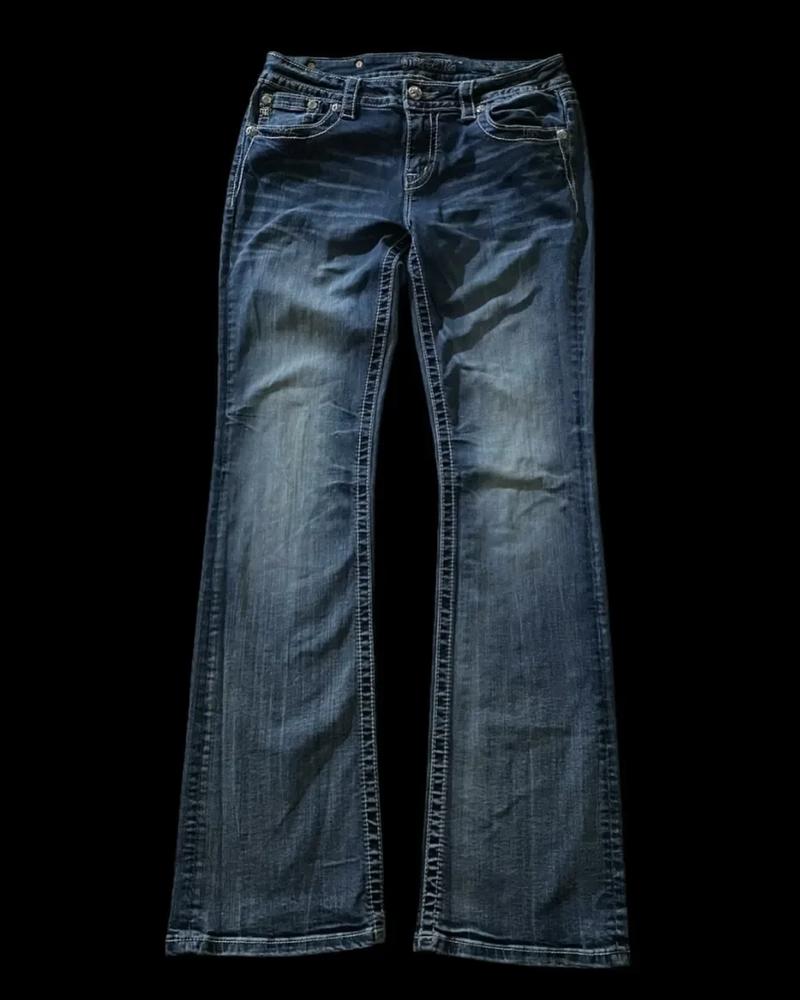 Product Introduction of Retro Miss Me Boot Cut Jeans Female Y2K New Blue Jeans Embroidered Wing Pocket Hip Hop Harajuku Gothic Wide Pants Street Wear 8
