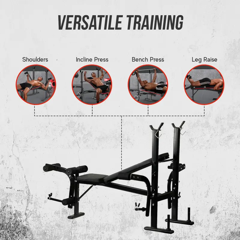 STRONGWAY™ Multi Gym - Adjustable Weight Bench with Barbell Rack (Foldable) 7
