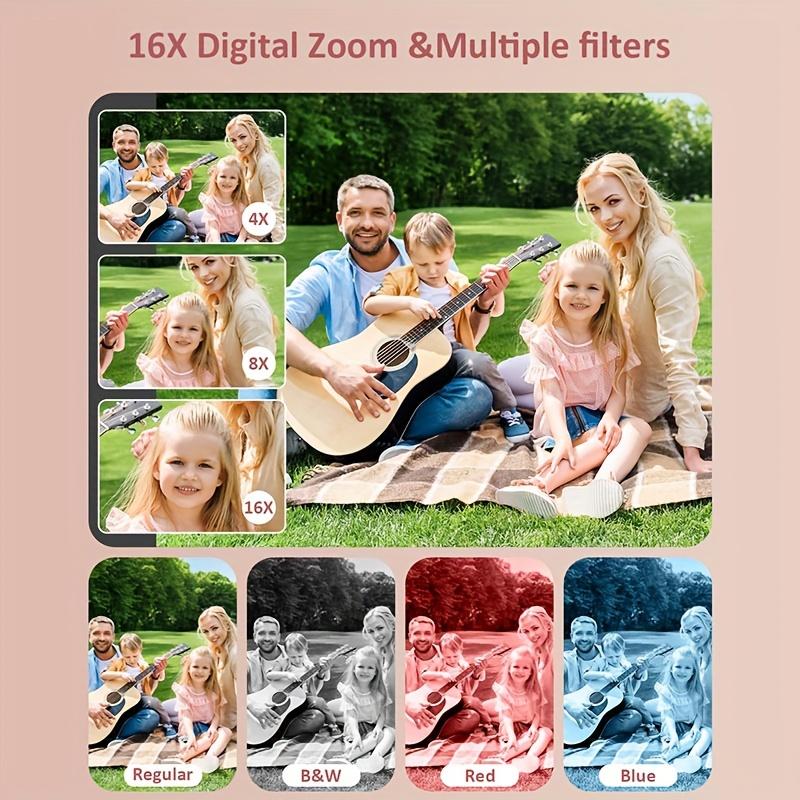 Product Introduction of Upgraded Digital Camera, Auto Focus 50 Megapixel FHD 1080P Kids Camera with 16x Zoom Anti-Shake, Compact Camera for Kids Students Children Girls Boys, Kids Camera with 32GB SD Card 2