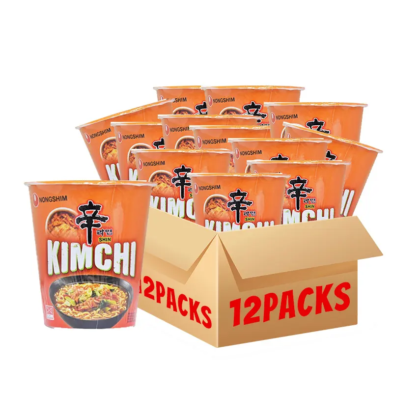 Nongshim kimchi cup 75g (pack of 12 ) midnight snack/ tasty/ quick meal /quick launching/instant/noodle prawn flavour/spicy night snack Korean Food Korea shin