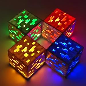 Mining Ore Diamond Emerald Redstone Gold USB Rechargable Color Changing Night Light Bedroom Decor Toy Gift LED Night Lights Bedroom Lamp