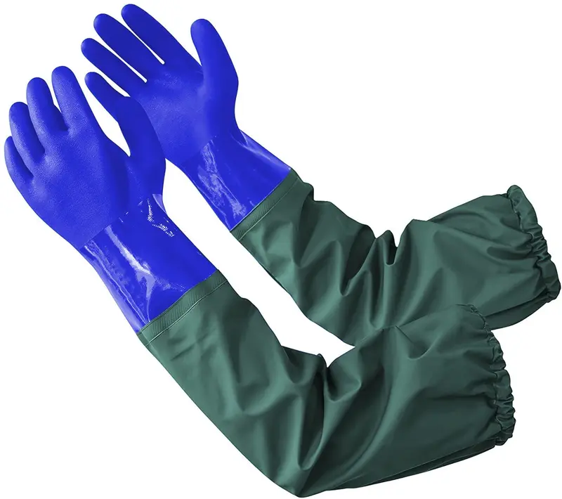 Long Pond Gloves,26.78" Long Waterproof Drain Cleaning Gloves,PVC Reusable Heavy Duty Long Rubber Gloves,Chemical Resistant Gloves,Full Arm Gloves for Gardening Aquarium Fishery Machinery ​Industry Cover 0