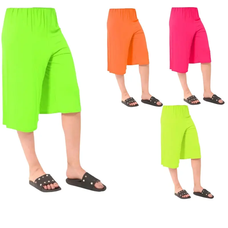 Women's Florescent 3/4 Cropped Palazzo Pants Womenswear Comfort Fashion 0