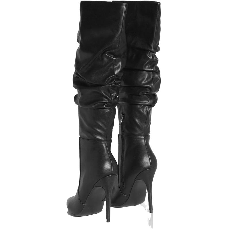 Women's Pointed Toe Stiletto Heel Knee High Girl Footwear Boot Walking Shoes Shoe Comfort High Heel Boot Walking Shoes Shoe Comfort High Heel Decor Nail Leather Bathroom Onyx autumn boots 3