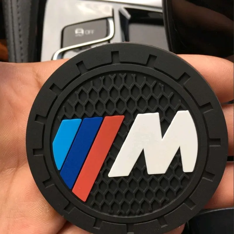 2 x BMW M Series 7cm Car Coaster Cup Holder Mat Water Bottle Anti-Slip Mat 2