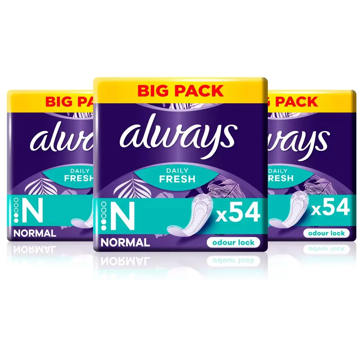 Always Dailies Panty Liners Normal Daily Fresh Protect Flexible Pack 3 x 54 Pads - Comfort