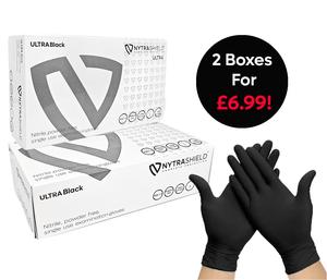 2 Boxes Of Disposable Black Nitrile Gloves - Powder Free Latex Free Mechanic Food Tattoo Industrial HEAVY duty Cleaning - 2 Boxes of 100 S/M/L/XL Kitchen Hand Rubber Household Vinyl