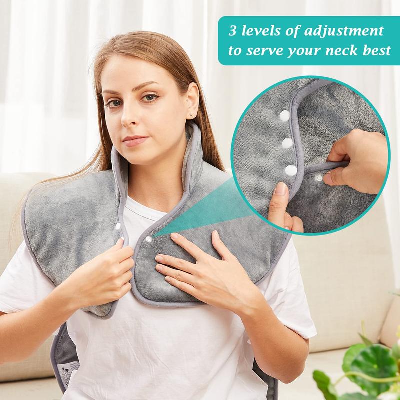 Electric Heating Pad for Back Pain Relief, Neck and Shoulders (60x100cm) Fast-Heat Heated Warmer with Waist Strap, 6 Heat Levels, Auto-Off Timer, Mia&Coco - Comfort Grey 5