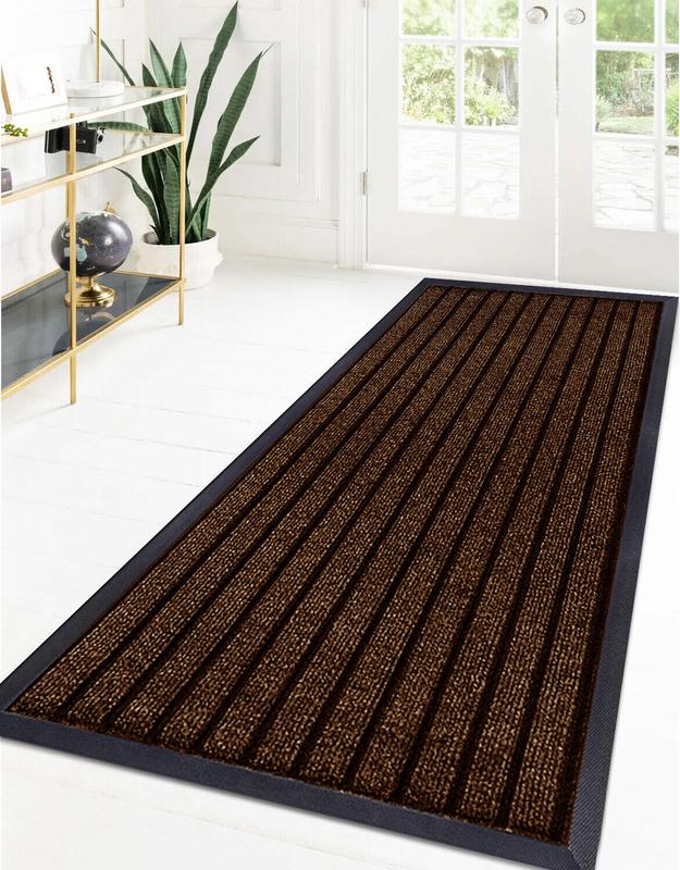 Large Heavy Duty Rubber Barrier Non Slip Door Mat Hall Kitchen Floor Runner Rubber Mats Hallway Bedroom Non-slip Anti-skid Indoor Black 2