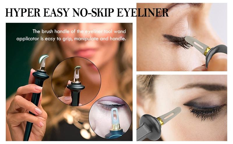 Product Introduction of Eyeliner Applicator Kit, Eyeliner Tool with Eyeliner Cream Black Eyeliner Gel Reusable Silicone Eye Liner Applicator Waterproof Eyeliner Easy No-Skip (eyeliner tool +black eyeliner creams) 3