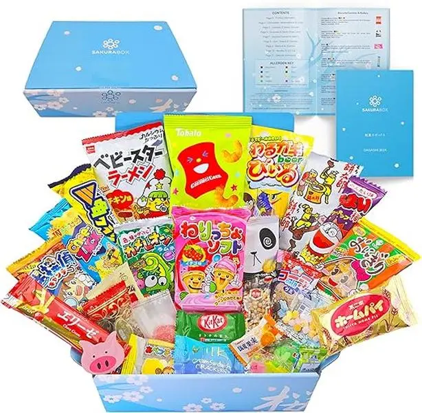 Japanese Snacks & Candy Box & English Pamphlet 30 x Dagashi Sweets Candy Valentines Gift Traditional Assorted Set