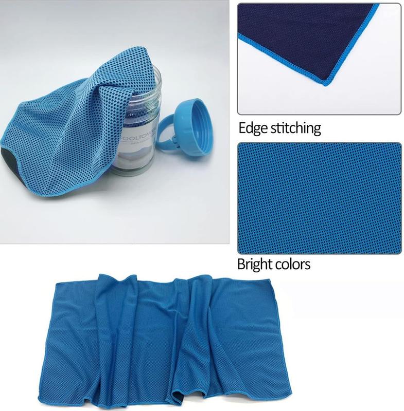 iJiZuo Cooling Towel, Sky Blue, Ice Cold Sports Sweat Towel for Yoga, Golf, Gym, Camping, Running, Workout, Double-Sided Soft Polyester, Sensitive Skin Friendly, 100 x 30cm Bamboo Cover Outdoors Pack 4