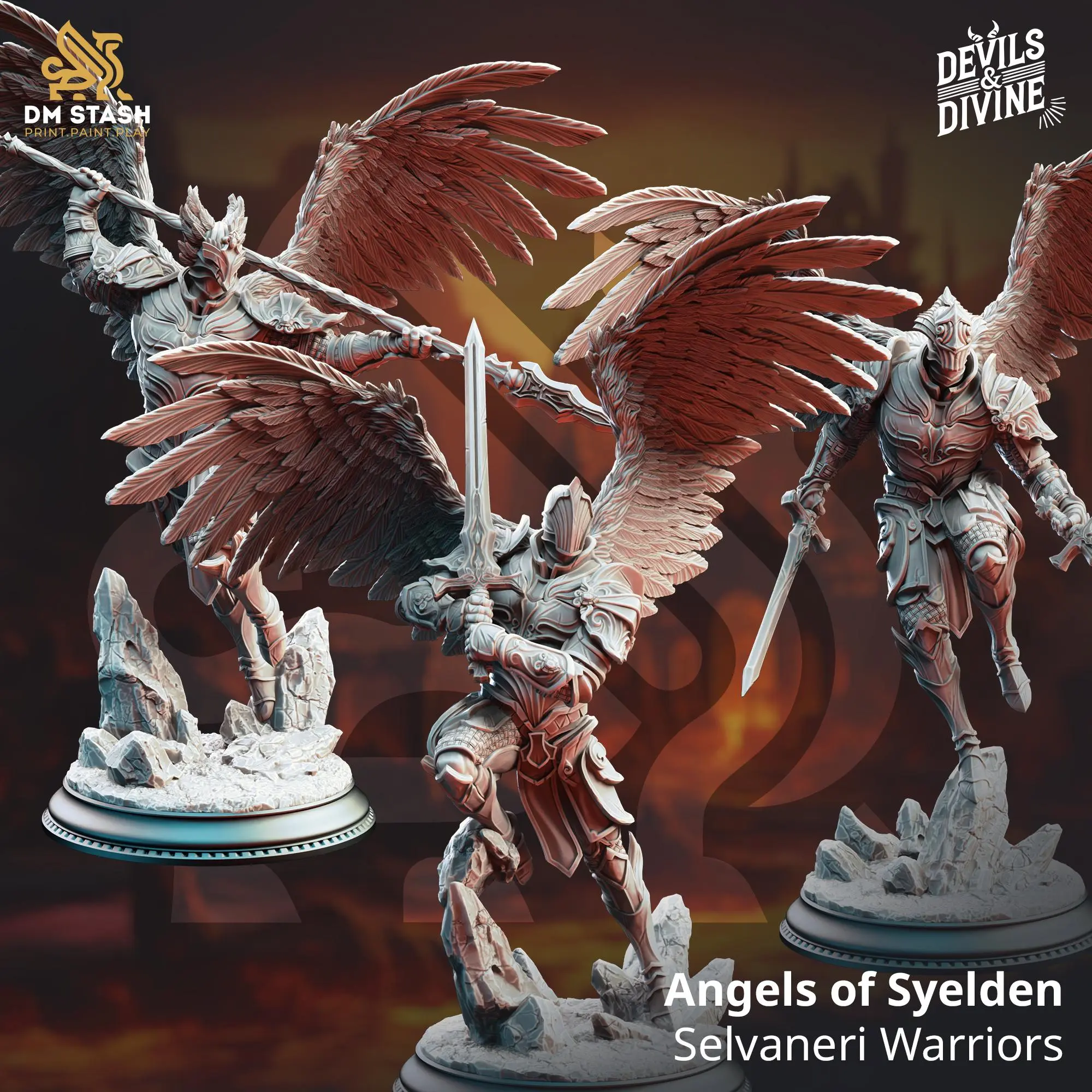 Angels of Syelden – Selvaneri Warriors DnD D&D Miniatures TTRPG DM Stash