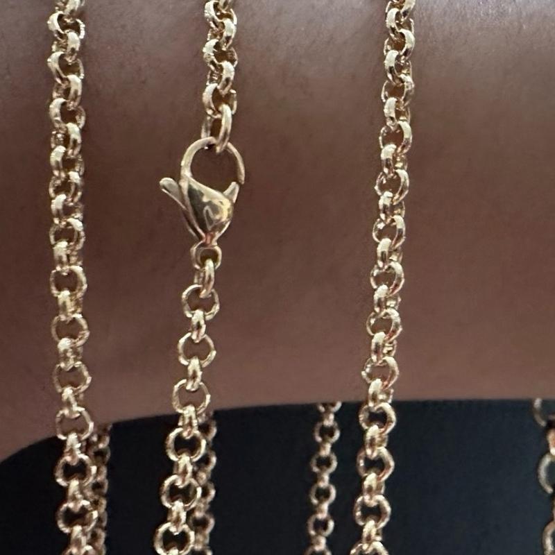 Unisex's necklace 9 carat 9k Yellow gold plated men women Rolo belcher chain necklace. All sizes , width=3mm , clasp style uk seller teens kids adults X-Large adults 1
