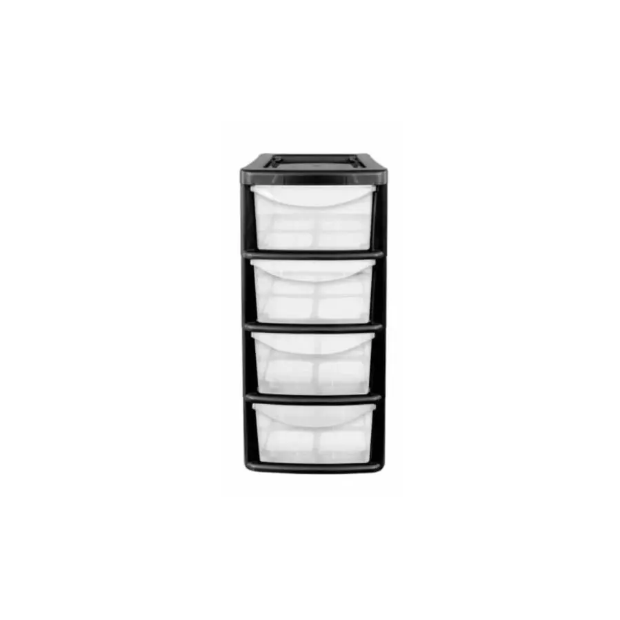4 Drawer Small Black Plastic Storage Unit Organiser Boxes for Decor  Tools
