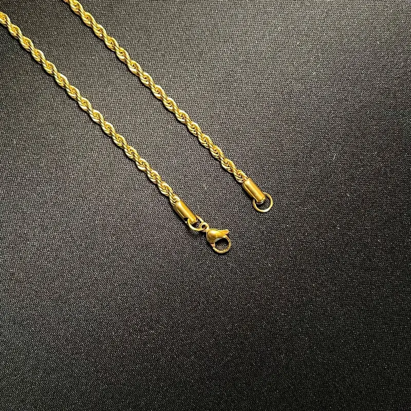 Classic Gold Rope Chain Necklace, 18”-24”, 45cm-60cm Length, 3mm Thickness, Stainless Steel 18 Inch, Boys Layering Chains 4