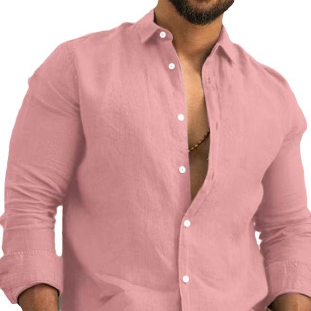 2025 European and American Cotton Solid Color Men's Shirt Youth Casual 4