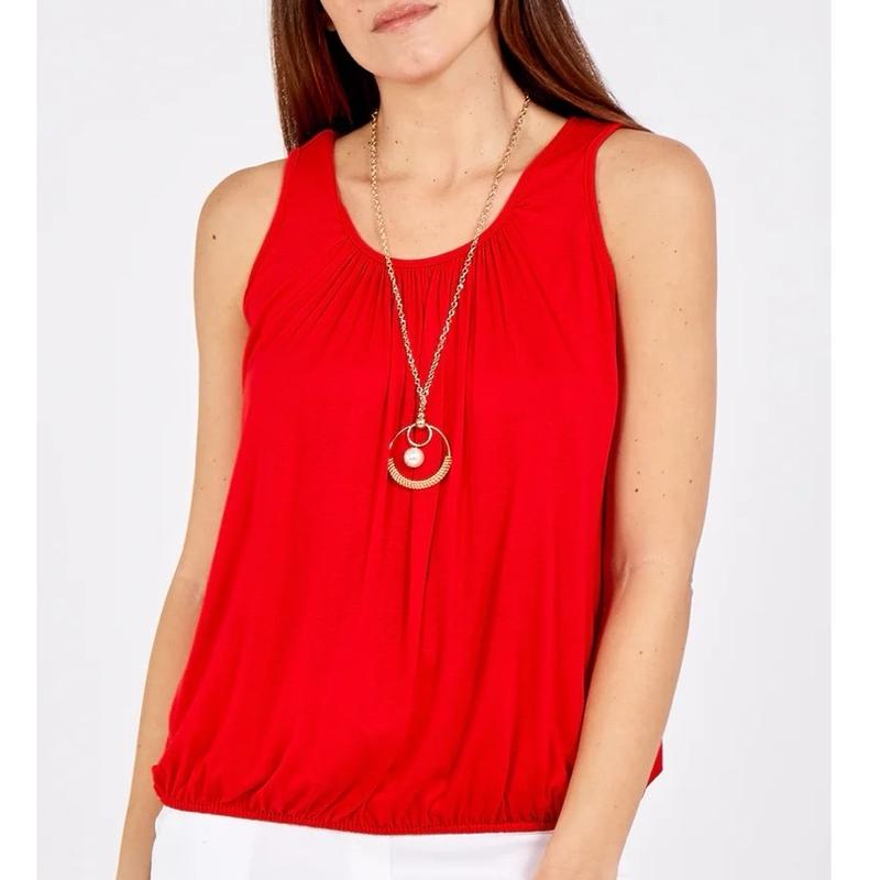 Shakira Bubble Hem Vest Top T-shirt Round Neck Sleeveless Elasticated Gathering Top Women’s Comfort Womenswear Basic Clothing   Casual 1
