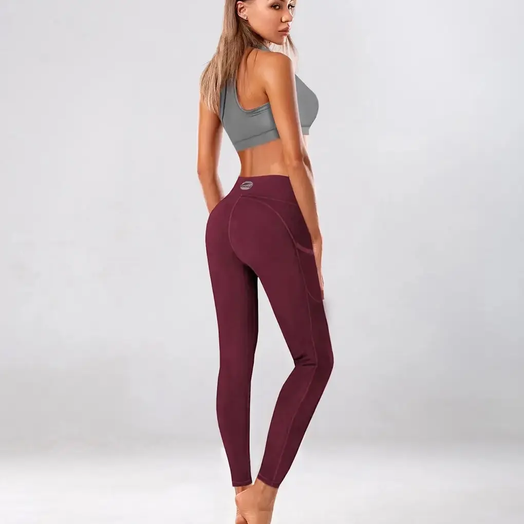 TomPro Verve Maroon High-Rise Leggings for Women - Fashionable Bottoms - Womenswear Comfort Fit Basic
