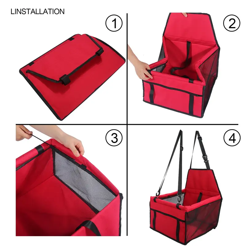 Pet Car Booster Seat Breathable Waterproof Pet Dog Car Supplies Travel Pet Car Carrier Bag Seat Protector Cover with Safety Leash for Small Dogs Cats Puppy (Red) 6