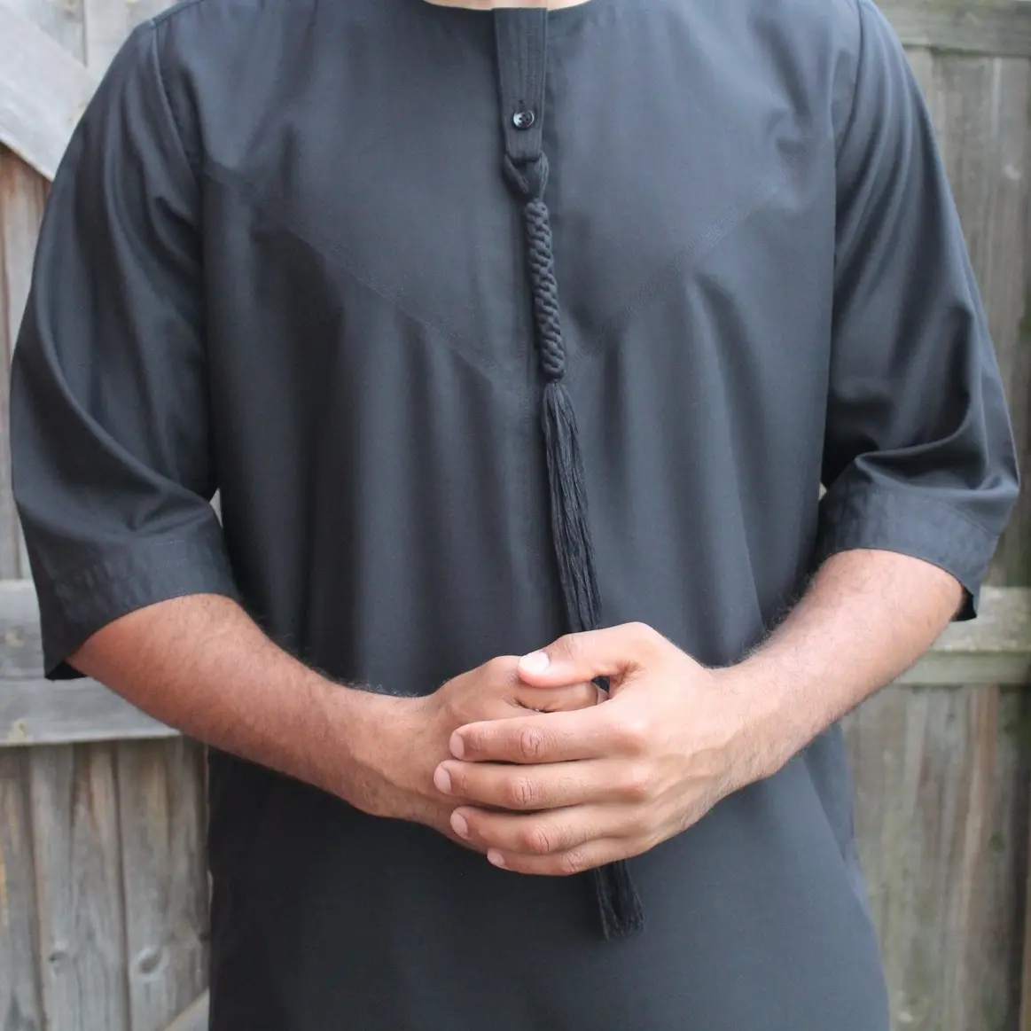 Emirati Thobe for Men - Black Short Sleeve