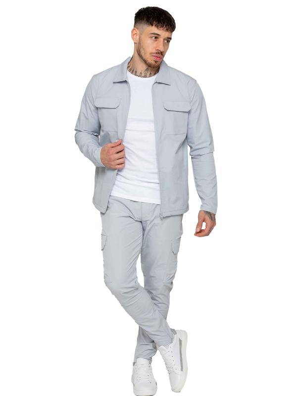 Santiago Stretch Cargo Jacket and Pants Set - Light Grey Fabric Menswear 2