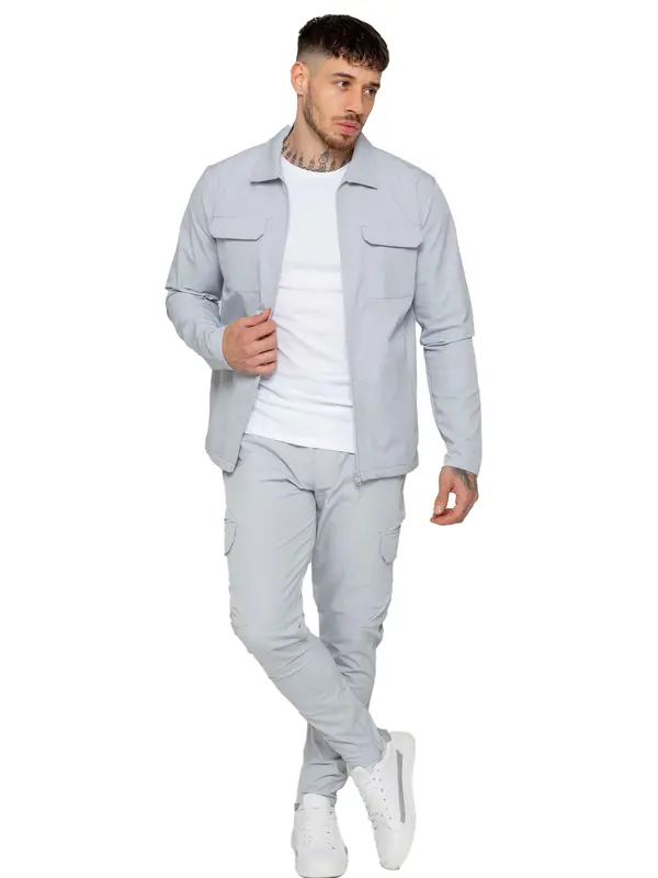 Santiago Stretch Cargo Jacket and Pants Set - Light Grey 2