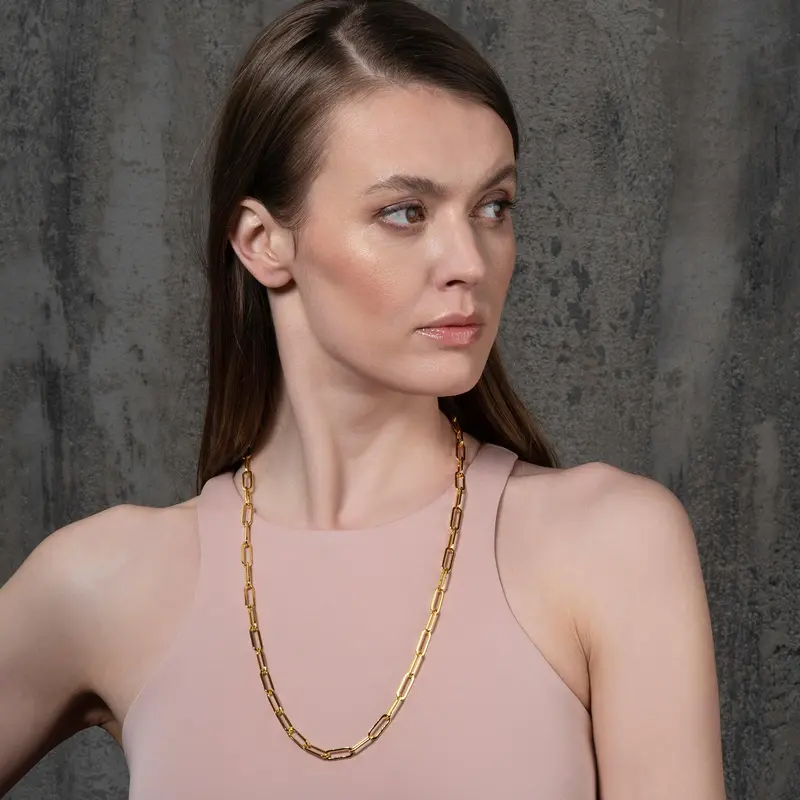 Long Gold Paperclip Chain Necklace for Women 5
