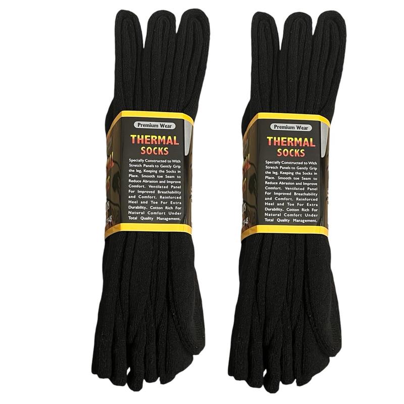 Men's Working Socks 6 Pairs - 12 Pairs Size 6-11 Warm and Thick Black Winter Socks for Men, Thermal - Menswear, Makapal Plain 4