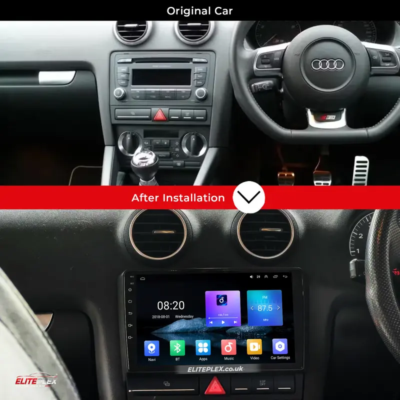 Audi A3 2008-12, Android Car Stereo with Apple CarPlay, Wireless, Radio, GPS, WIFI, BT, NAVI, 9” Full HD Screen, 2GB-32GB Storage 8