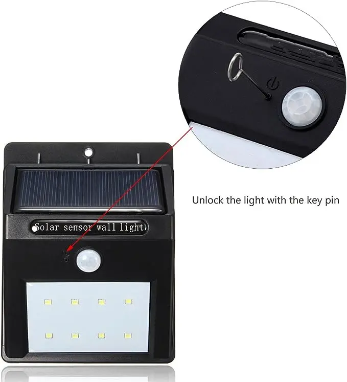 Solar Powered Wall Light Motion Sensor 8 LED Security Light Wireless Waterproof Smart PIR Wall Lamp for Garden Outdoor Fence Yard Home Driveway Stairs Outside Wall 2