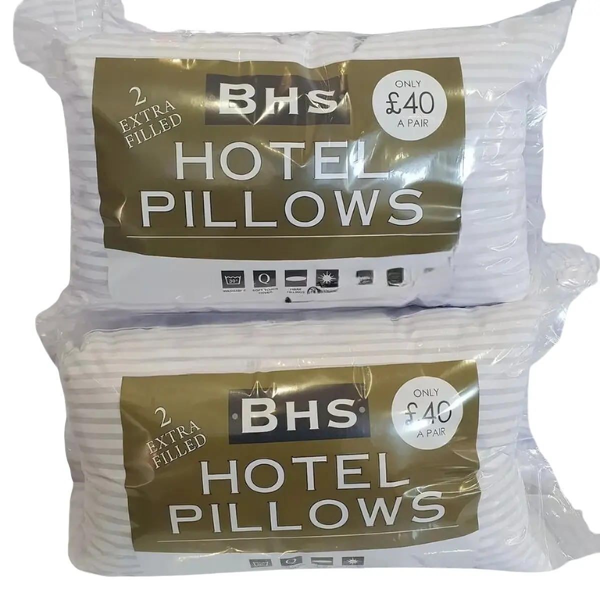 Pack of 4 Luxurious BHS Hotel Pillows - 100% Cotton, Perfect for a Comfortable Night's Sleep