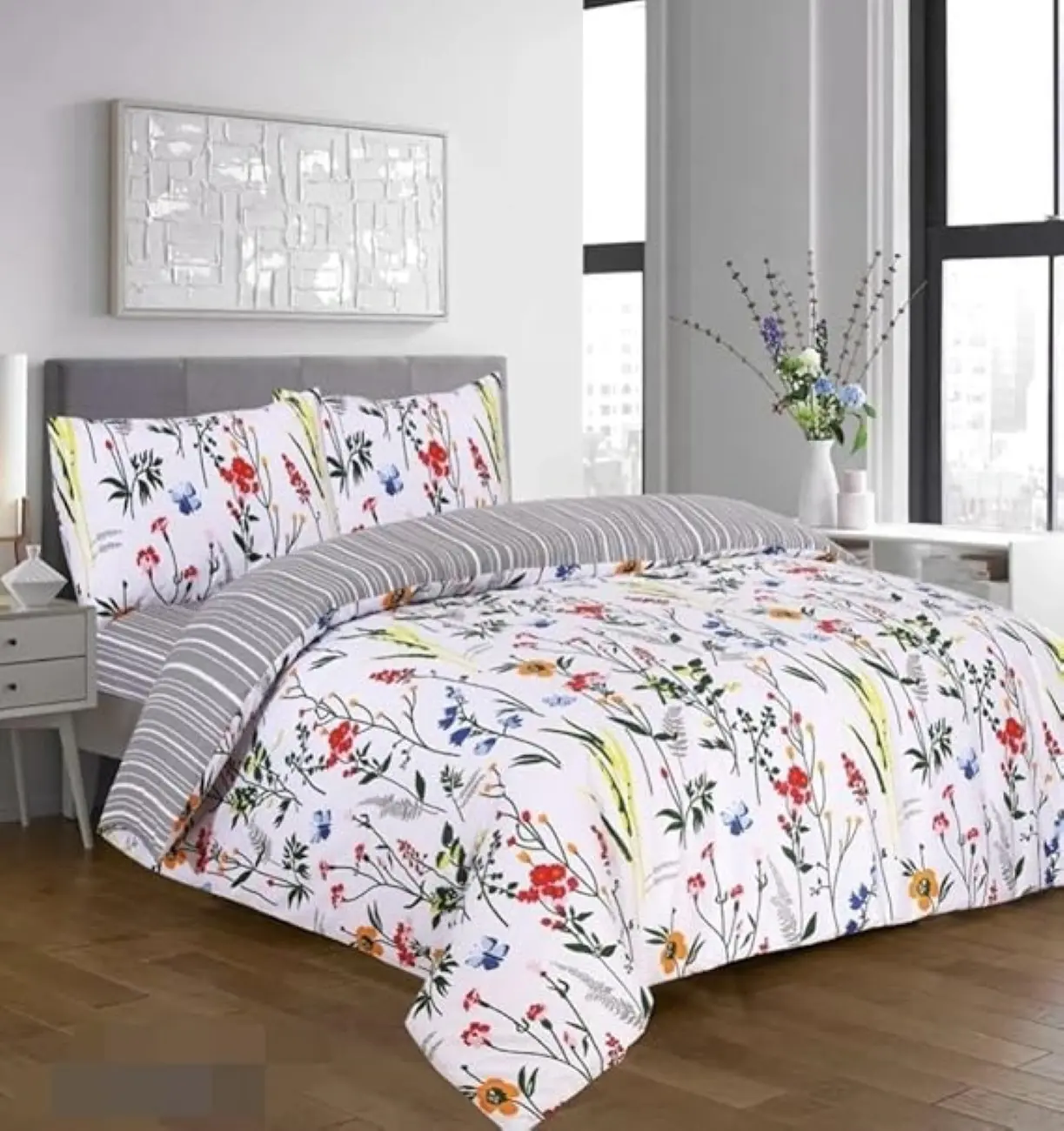 White Cotton Duvet Cover Set, 200 Thread Count, Double King Bed Size
