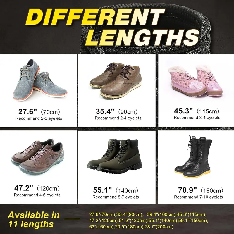 Round Boots Shoelace, 4mm Diameter Outdoor Work & Hiking Boots Shoe Laces, Premium Round Shoelaces for Trainers Shoes Footwear Comfort 5