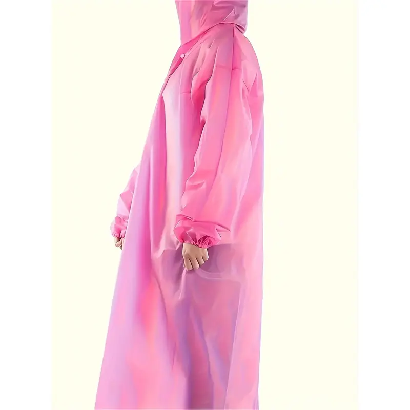 Unisex Solid Hooded Long EVA Raincoat With Long Sleeve And Button Up Placket, Waterproof And Versatile Jacket Suitable For Hiking And Outdoors Activities 8