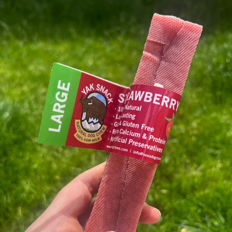 Strawberry Yak Bar- Medium & Large - All-Natural Cow Milk - Long Lasting Dog Chew chews snack 2