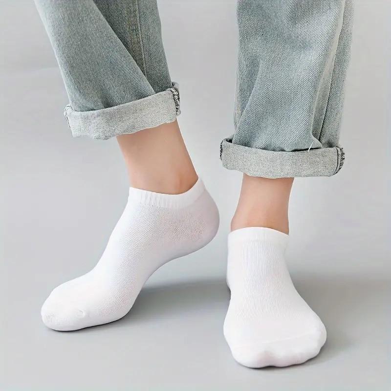 Women's 10 Pairs Plain Ankle Socks, Low Cut Breathable Comfortable Socks For Women, Casual Minimalist Plain Ankle socks, Womenswear  Comfy, Everyday, Simple, School 4