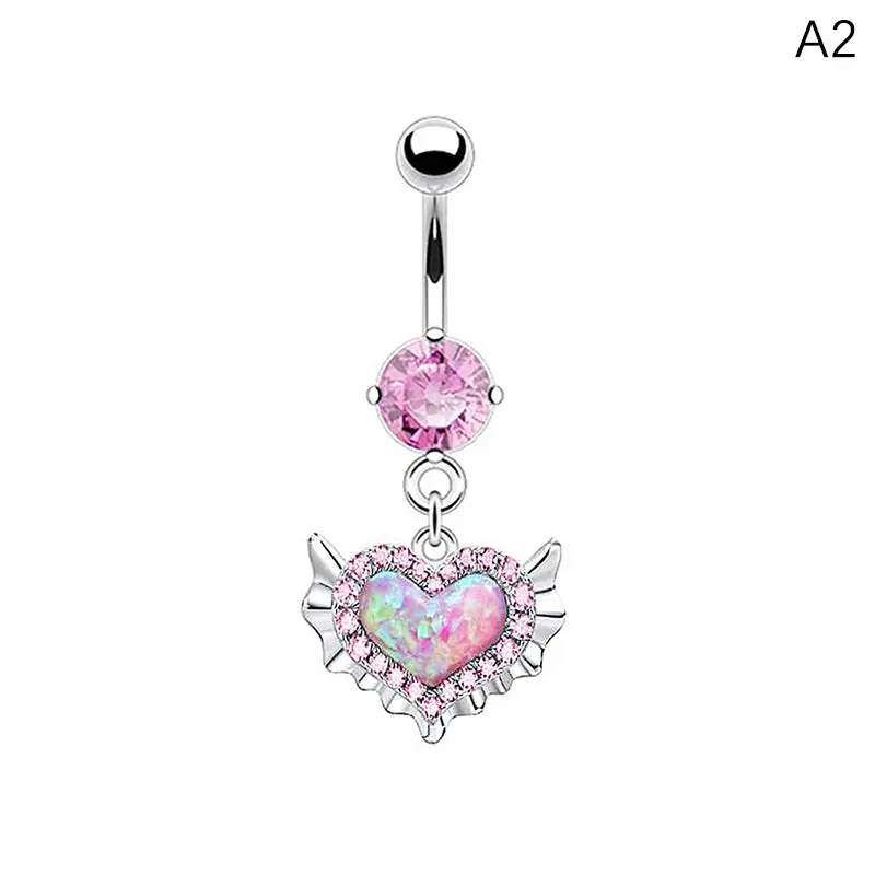 1PC Sweet Heart-shaped Belly Button Ring Nipple Rings Lip Nails Ear Bone Studs Piercing Nose Piercing Fake Septum Jewelry 6