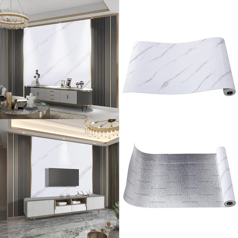 Livingandhome 3M Grey Marble Contact Wallpaper Self Adhesive 0
