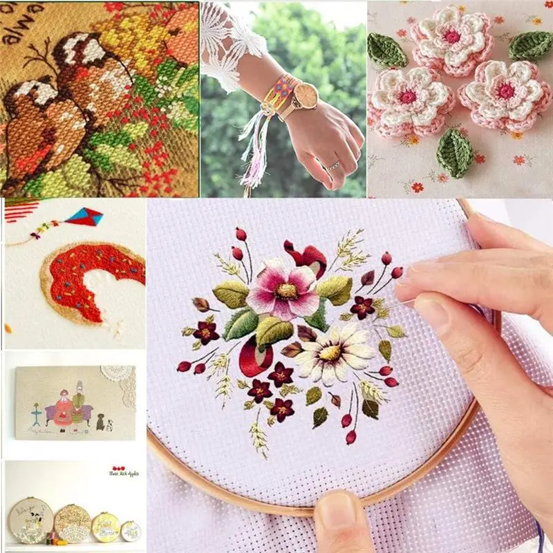 Embroidery Threads 50 Skeins for Friendship Bracelets, Crafts, Rainbow Colors with Free Needles and Floss Bobbins 5