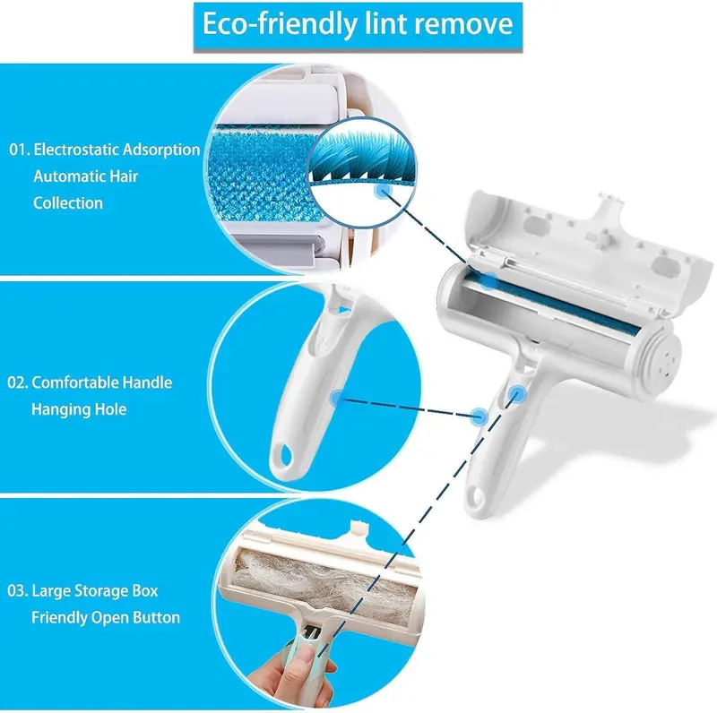 ACE2ACE Pet Hair Remover Roller, Reusable Animal Hair Removal Brush for Dogs and Cats, Easy to Clean Fixed Areas Pet Fur from Carpet, Furniture, Rugs, Stairs, bedding and Sofa 4