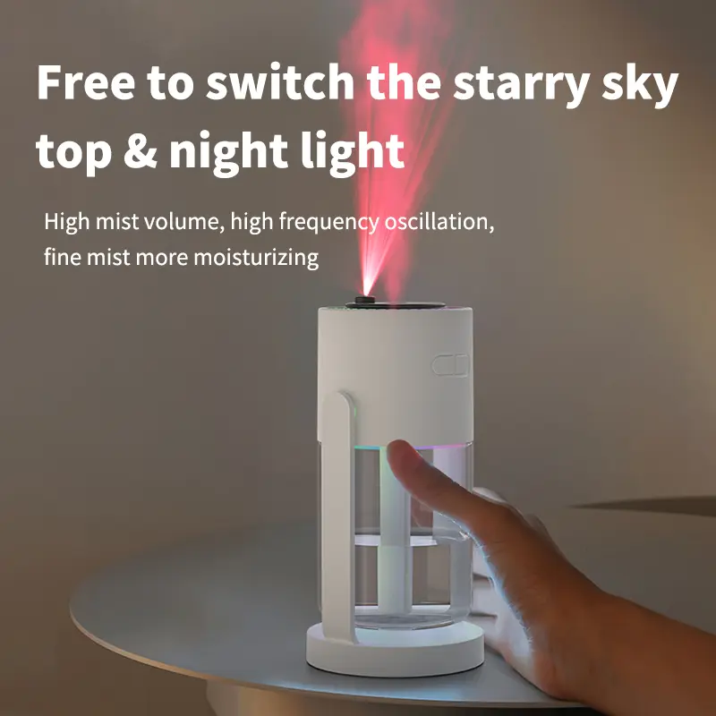 Humidifier USB Powered with Starry Sky Projection Timer Function for 6-8 Hours Auto Shut-off and Colorful Lighting Design Ideal for Bedroom Car and Office (white) 5